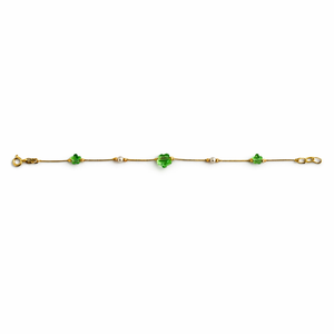 18ct Gold Green Crystal Clover Charm <b>Adjustable</b> Chain <b>Bracelet</b> for Women Minimalist Elegant Jewelry Daily Wear Party Gift - Product Image 5