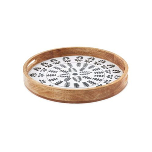 Premium Handcrafted Mango Wood Serving Tray with Moroccan Blue Tile Inlay Platter for <b>Coffee</b> <b>Tables</b> Luxury Home Decor - Product Image 3