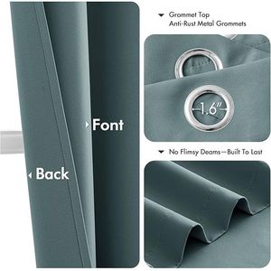 Tende Oscuranti Termoisolanti Blu Polvere da 63 Pollici, 2 Pannelli, per Camera da Letto e Soggiorno, Tinta Unita - Product Image 2