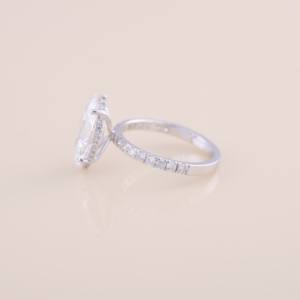 IGI Certified Marquise Cut Diamond Engagement / Wedding <b>Ring</b> <b>with</b> Pavé Band in Solid <b>925</b> Sterling <b>Silver</b> - Product Image 3