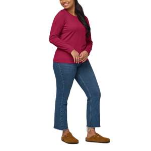 Camisetas de manga larga para mujer al por mayor, ajustadas, de cuello redondo, para primavera y otoño, camisetas básicas lisas - Product Image 1