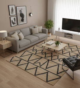 Venta al por mayor de alfombras antideslizantes de poliéster hechas a máquina Flatweave | Colección de alfombras Dhurrie con patrón geométrico bohemio y tribal - Product Image 1