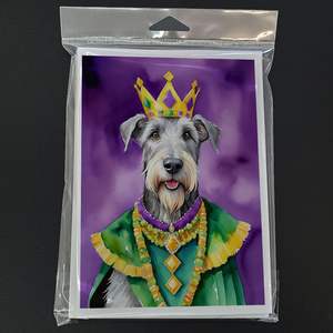Whimsical A7 Tamaño 5x7 Irish Wolfhound King of Mardi Gras Paquete de tarjetas de felicitación 8 Tarjetas de notas en blanco con sobres - Product Image 3