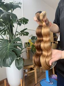 [BLONDE BEAUTIFUL] Tendance Couleur Nouveau Double Trame 100% Vierge Remy Cheveux Humains Lâche Vague Profonde Peau Trame Personnalisable Couleur - Product Image 4