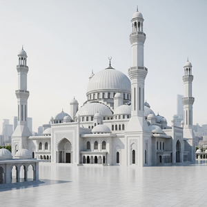 Interior de Mezquita en Mármol Blanco, Arte Islámico Tallado a Mano, Diseño Moderno, Resistente a la Intemperie, Montaje en Techo, Totalmente Personalizable - Product Image 2