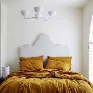 Ensemble de housse de couette 100% lin uni avec 2 taies d'oreiller, boutons en noix de coco, doux et confortable - Product Image 2