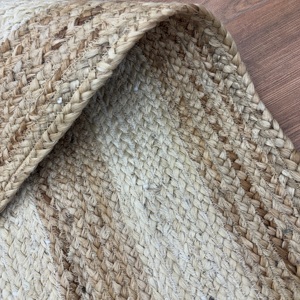 Braided Jute Area <b>Rug</b> Rectangle Striped Farmhouse Style Eco Friendly Living Room <b>Rug</b> <b>Thin</b> Flat Pile Spot Cleanable - Product Image 4
