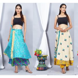Jupe de maternité indienne vintage pour femmes, 100% soie, faite à la main, réversible, taille unique, motif floral, style bohème - Product Image 5