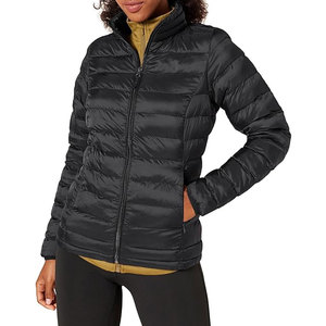 Veste matelassée pour femme, manches longues, col montant, fermeture éclair, couleur unie, vêtement d'hiver, 100% polyester, rembourrage chaud - Product Image 2