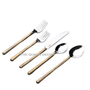 Luxury Flatware Brass Metal Sets Of 5 Piece Golden Antique Finished Cutlery Dinnerware Hot Selling Highest - Product Image 4