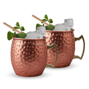Conception martelée de mules de Moscou OEM ODM Ensemble de chopes à bière en cuivre pur personnalisées pour les fêtes de Noël et les boissons - Product Image 1