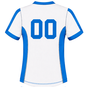 <b>White</b> Blue Rugby Jersey <b>Short</b> <b>Sleeve</b> V Neck Team Uniform Custom Breathable Training Athletic Sportswear Performance <b>Shirt</b> - Product Image 2