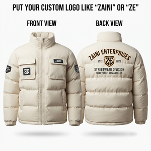 Chaqueta Acolchada Premium para Hombre ZAINI, Teñida, 100% Poliéster, Tela de Lana Peinada, 500g, Diseño de Paneles Azules, Impermeable y Resistente al Viento - Product Image 1