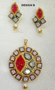 Conjunto de Collar y Pendientes de Lágrima de Rubí, Latón Indio Chapado en Oro, Collar de Novia Moderno con Certificación IGI para Regalo - Product Image 2