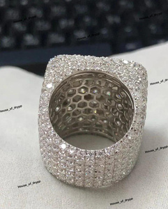 Anillo Clásico Cuadrado con Incrustaciones de Diamantes Moissanite en Plata de Ley 925, Anillo de Declaración Hip Hop para Hombre - Product Image 4