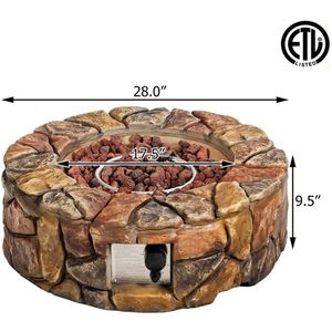 Tavolo con Focolare a Gas in Pietra Rettangolare da 40.000 BTU per Esterni, Stufa a Gas Naturale Senza Fumo in Acciaio e Cemento - Product Image 3
