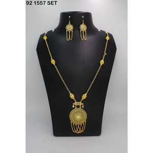 Trendy Gold Plated Alloy Fashion Jewelry Set Gold Plated Women's Classic Alloy Necklace and Earring Set for <b>Wedding</b> Engagement - Product Image 1