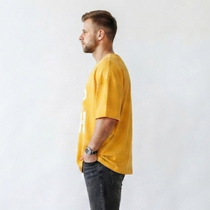 Men's Oversized Printed V Neck Casual Cotton T-Shirt Short Sleeve Breathable Eco-Friendly Loose Fit Front Design - Product Image 4