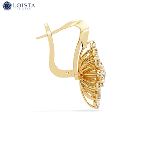 Pendientes de Diamantes Cultivados en Laboratorio, Oro Sólido de 18K, 14K, 9K, con Diamantes Cultivados en Laboratorio, Pendientes de Aro con Forma de Trébol de Cuatro Hojas Originales, con Certificado GRA - Product Image 3