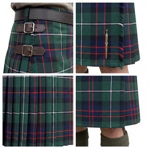 Scottish Tartan Kilt for Men Green Black <b>Red</b> Blue Plaid Traditional Pleated Kilt with <b>Belt</b> - Product Image 5