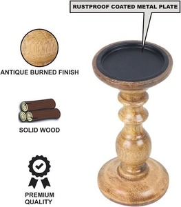 Portavelas de Madera de Mango Hecho a Mano con Diseño Rústico para Decoración del Hogar, Decoración Rústica para Sala de Estar en Halloween - Product Image 4