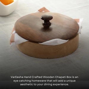 Boîte à chapati en bois ronde avec couvercle, design traditionnel durable, conteneur de rangement fait à la main - Product Image 5