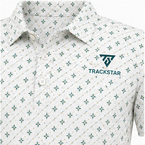 Polo pour homme Trackstar à imprimé géométrique blanc, manches courtes, col boutonné, chemise de golf décontractée, logo personnalisé - Product Image 6