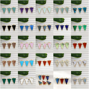 จี้รูปสามเหลี่ยมโอปอลสีน้ำเงินเคลือบทอง โอปอลธรรมชาติสีน้ำเงิน ขนาด 20x15 มม. ชุบทอง ทำด้วยมือ สำหรับทำเครื่องประดับ ตัวเชื่อมต่อแบบแผ่น - Product Image 6