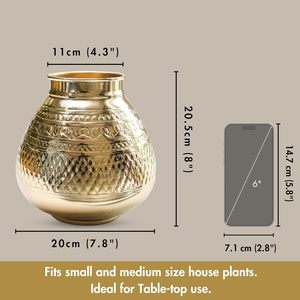 Elegant Embossed Metal Flower <b>Vase</b> for Home Decor Traditional Design Modern Table Accent Festival Gift - Product Image 2