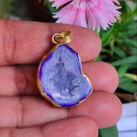 Collier pendentif en cristal d'agate noire Druzy naturelle, qualité supérieure, pierre gemme géode polie, vente en gros, best-seller, mode