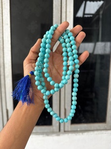 Turquoise Gemstone Mala Beads 108 Count Circle Shape Religious Meditation Jewelry Handmade Beading <b>Craft</b> Blue <b>Tassel</b> - Product Image 3