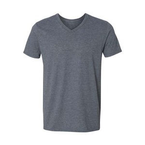 Camiseta Deportiva de Verano para Hombre, Nueva Moda, Cuello en V, Manga Corta, Color Sólido, Personalizada, Hecha de Poliéster y Algodón, Camisetas para Hombre OEM - Product Image 1