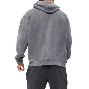 Sweat à capuche en molleton délavé sur mesure pour homme, style streetwear hip-hop, mélange polyester/coton, service OEM - Product Image 5