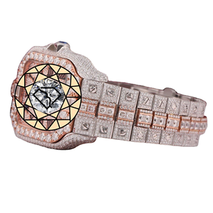 Reloj de Lujo Personalizado para Mujer, con Cristales de Moissanita, Caja de Acero Inoxidable, Cuarzo Analógico de 46 mm, Cristal de Zafiro, Cierre Oculto con Botón a Presión - Product Image 3
