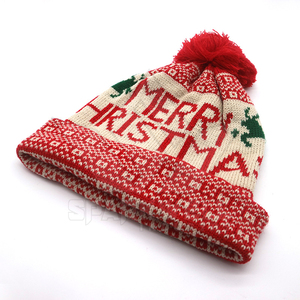 SPARKWELL INDUSTRY Bonnet tricoté unisexe Joyeux Noël Noir Blanc Rouge Hiver Chaud Décontracté Adulte 100% Polyester - Product Image 5