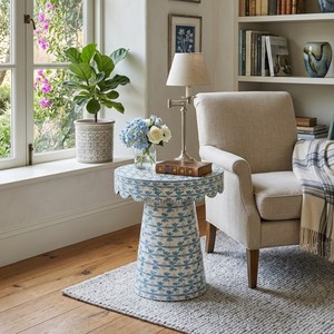 Luxury Blue Ribbon Capiz Shell Side <b>Table</b> for Living Room Customized Color Mother of Pearl <b>Stool</b> Home Furniture made in Vietnam - Product Image 6