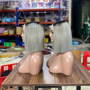 Perruques en cheveux humains style Bob avec densité de 180 %, perruques en cheveux vierges vietnamiens, Lace Front, soyeuses et lisses - Product Image 1