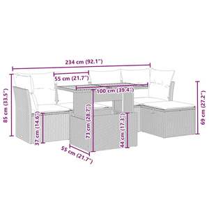 Conjunto de Sofás Modulares Grandes de Ratán Sintético PE Beige para Jardín, Muebles de Jardín Modulares Cómodos - Product Image 4