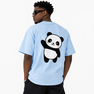 T-shirt personnalisé surdimensionné avec motif panda, unisexe, 100% coton, col rond, streetwear décontracté, tee-shirt imprimé, vente en gros OEM - Product Image 2