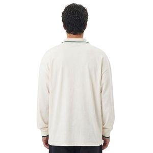 Chemises polo à manches longues en coton pour hommes, imprimées, décontractées, coupe ample, design graphique, col en jersey de coton - Product Image 2