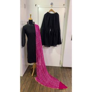 Conjunto de Top, Falda y Dupatta para Mujer con Elegante Bordado para Fiestas - Product Image 3