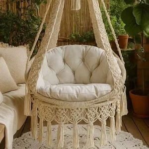 Boho <b>Macrame</b> <b>Swing</b> <b>Chair</b>, Hanging Hammock <b>Chair</b>, Handmade Bohemian Decor for Balcony, Indoor - Product Image 1
