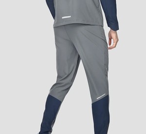 Pantalones Deportivos Impermeables Grises para Hombre con Ribete en Contraste y Diseño de Franja Lateral, Corte Regular, para Todas las Temporadas - Product Image 2