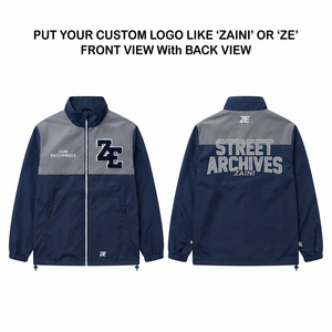 Premium 110 GSM Polyester Waterproof Breathable Hooded <b>Wind</b> <b>Breaker</b> Jacket Navy Grey Streetwear Style Men's Autumn - Product Image 1