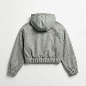 <b>Cropped</b> <b>Zip</b>-<b>Up</b> <b>Hoodie</b> Unisex | Winter Knitted Fleece Heavyweight Hooded Jacket | Waterproof Eco-Friendly Custom OEM Hoodies - Product Image 2