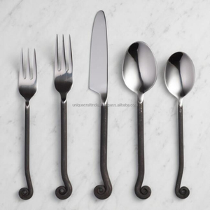 Silver Dark Swirl Twig Handle Cutlery Set Stainless Steel <b>Spoon</b> Fork Knife Tableware Wholesale Custom Dining Home Kitchen Decors - Product Image 4