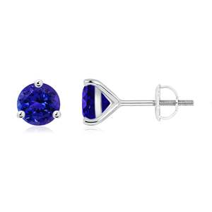 Pendientes de Tanzanita Azul Natural en Oro Sólido de 14kt, Piedra de Nacimiento de Diciembre, Solitario, Joyería para Mujer, Regalo para Novia - Product Image 1