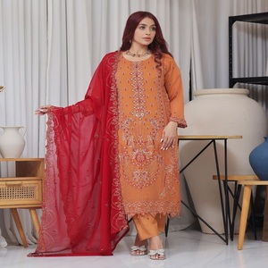 Trajes indios de gasa de 3 piezas Bin Hameed Vol NISHA Long Maxi Luxury Boutique Vestidos para mujeres con estilo hermoso para ropa de fiesta - Product Image 2