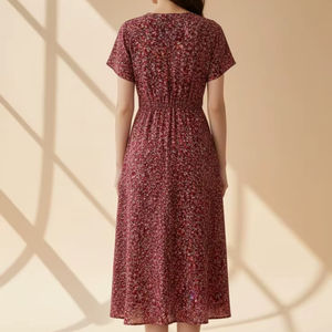 เดรสสายเดี่ยวทรงเอไลน์พิมพ์ลายอิกกัตสำหรับผู้หญิง ดีไซน์เรียบง่ายทันสมัย ระบายอากาศได้ดี สไตล์ลำลอง แต่งกระดุม ผ้าฝ้าย 100% - Product Image 1