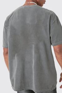 Impression sérigraphique, impression en relief, broderie, impression numérique directe sur textile (DTG), support de fabrication OEM et ODM, T-shirt personnalisé gris délavé surdimensionné style vintage - Product Image 4